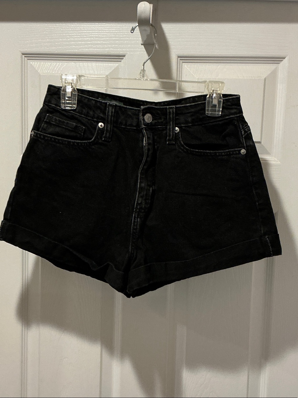 wild fable Black High-Rise Cuffed Denim Shorts